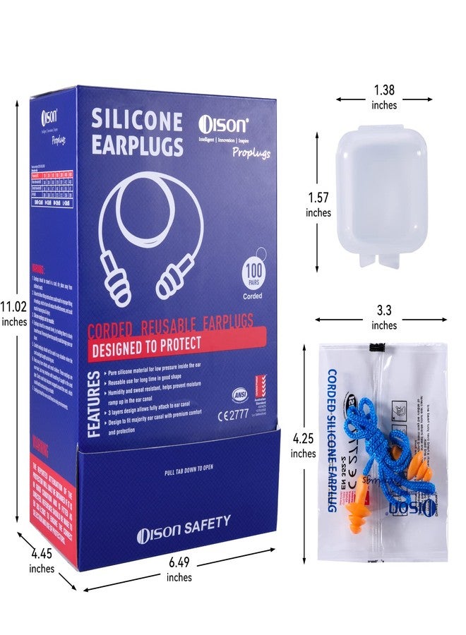 Dison 100Pairs Silicone Ear Plugs, 32dB Corded Reusable Earplugs for Hearing Protection, Noise Reduction for Shooting Range, Work, Travel - Image 4